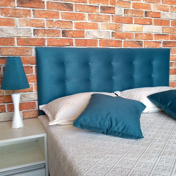 Imagem de Cabeceira Botonê 15 Suede Liso Azul Royal Queen 160 X 60 Cm