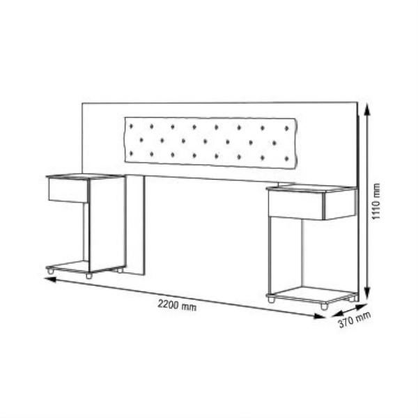 Imagem de Cabeceira Box Ajustável com Mesa de Cabeceira Arabella Branca