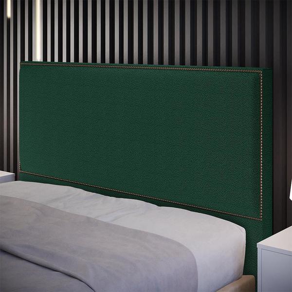 Imagem de Cabeceira Box Casal King Com Tachas 195 cm Vicenza L02 Bouclê Verde - Lyam Decor