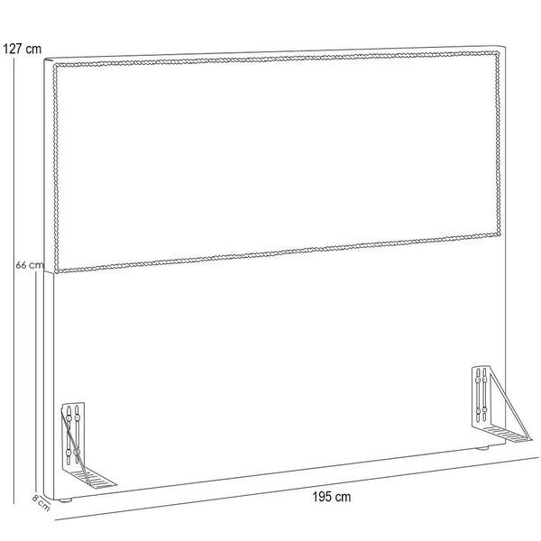 Imagem de Cabeceira Box Casal King Com Tachas 195 cm Vicenza L02 Linho Cinza - Lyam Decor