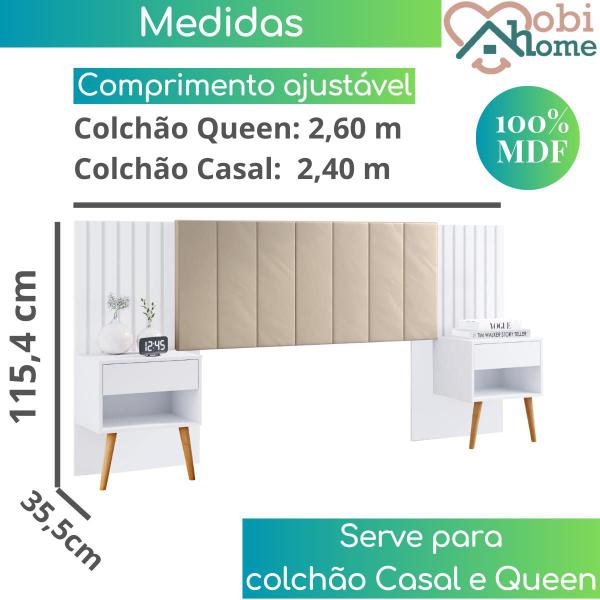 Imagem de Cabeceira Box Casal Queen Mesa De Cabeceira Painel Ripado 