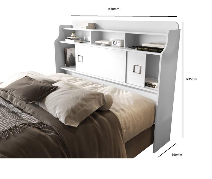 Imagem de Cabeceira Box De Casal Jessica Para Colchão 1,40m Com Prateleira 2 porta design moderno e luxuoso para quarto