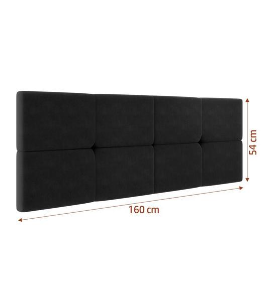 Imagem de Cabeceira Bruna Suede Preta Estofada para Cama Box Queen 160x54cm