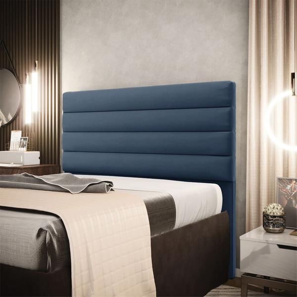 Imagem de Cabeceira California Para Cama Box Queen 160 cm Suede Azul Marinho - D'Rossi