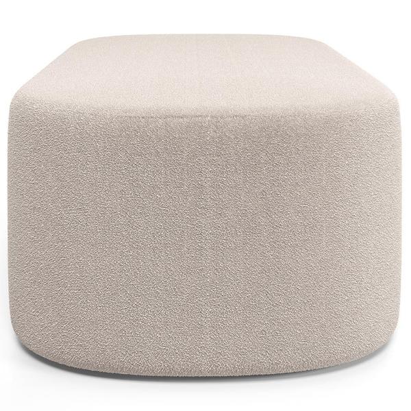 Imagem de Cabeceira Cama Box 100cm Lanna com Puff Recamier Doha W01 Bouclê Creme - Lyam Decor