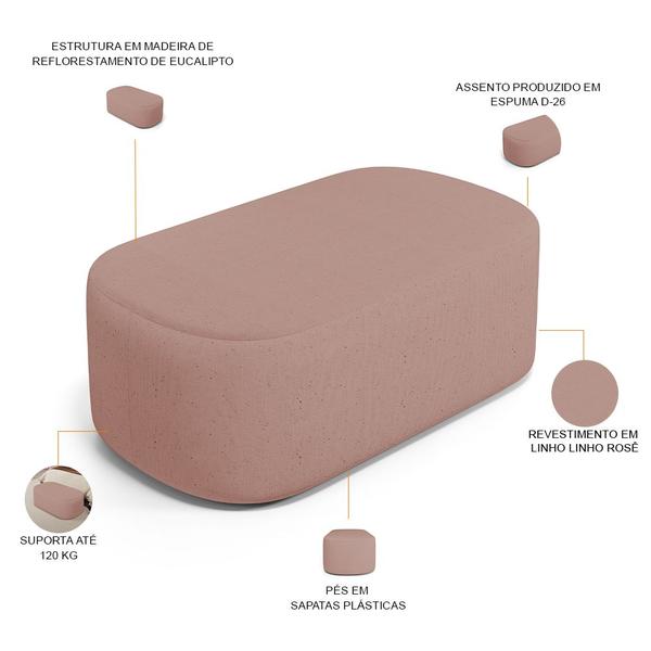 Imagem de Cabeceira Cama Box 100cm Lanna com Puff Recamier Doha W01 Linho Rosê - Lyam Decor