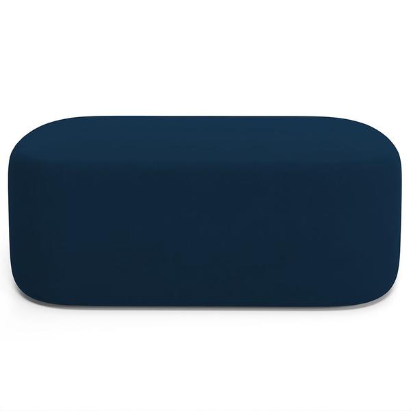 Imagem de Cabeceira Cama Box 100cm Lanna com Puff Recamier Doha W01 Suede Azul Marinho - Lyam Decor