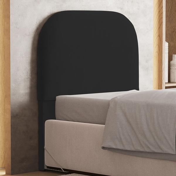 Imagem de Cabeceira Cama Box 100cm Orgânica Lanna W01 Suede Preto - Lyam Decor