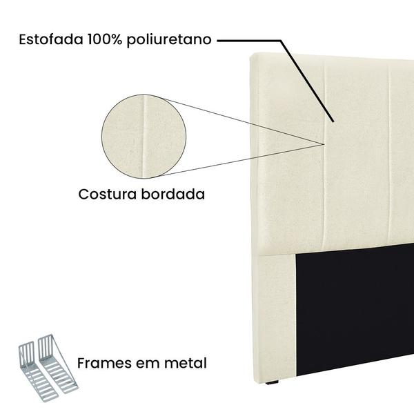 Imagem de Cabeceira Cama Box Casal 140 cm Arizona Linho Natural S04 - D'Rossi