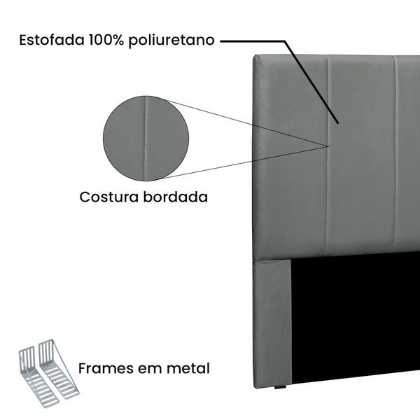 Imagem de Cabeceira Cama Box Casal 140 cm Arizona Veludo Cinza S04 - D'Rossi