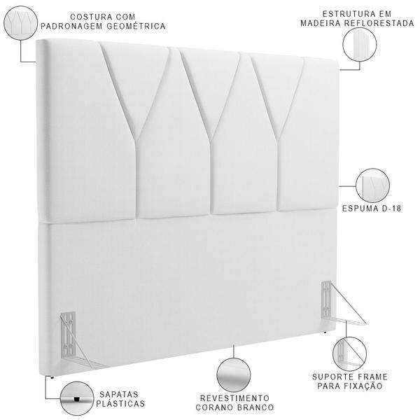 Imagem de Cabeceira Cama Box Casal 140 cm Aurora W01 Facto Branco - Lyam Decor