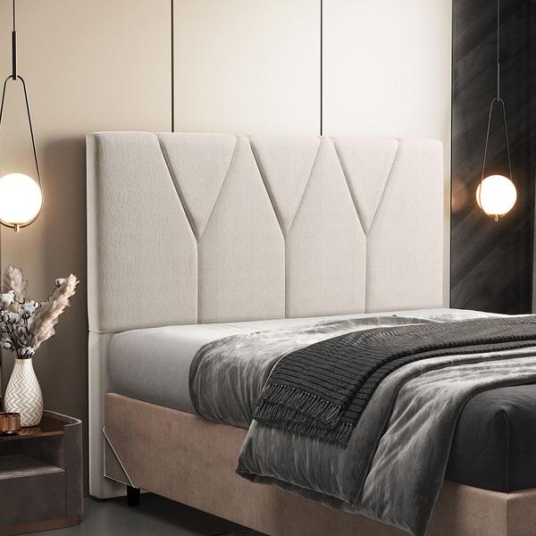 Imagem de Cabeceira Cama Box Casal 140 cm Aurora W01 Linho Cru - Lyam Decor