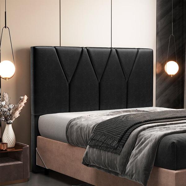 Imagem de Cabeceira Cama Box Casal 140 cm Aurora W01 material sintético Preto Brilho - Lyam Decor