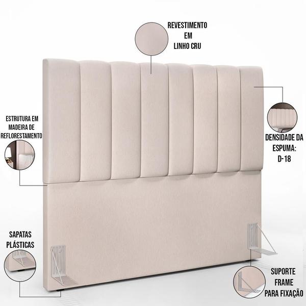 Imagem de Cabeceira Cama Box Casal 140 cm Dália W01 Linho Cru - Lyam Decor