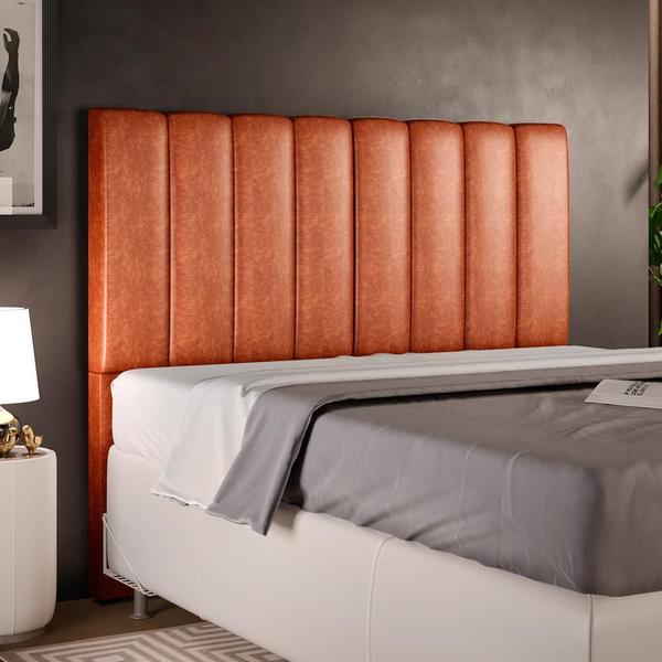 Imagem de Cabeceira Cama Box Casal 140 cm Dália W01 Material Sintético Camel - Lyam Decor