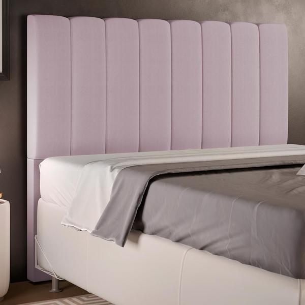 Imagem de Cabeceira Cama Box Casal 140 cm Dália W01 Suede Rosê - Lyam Decor