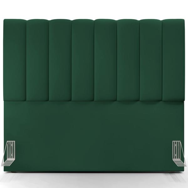 Imagem de Cabeceira Cama Box Casal 140 cm Dália W01 Suede Verde Musgo - Lyam Decor