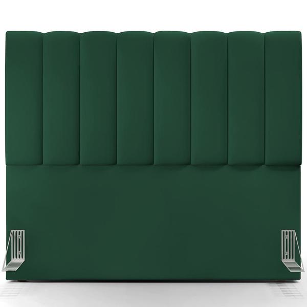 Imagem de Cabeceira Cama Box Casal 140 cm Dália W01 Suede Verde Musgo - Lyam Decor