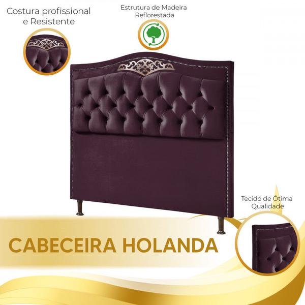 Imagem de Cabeceira Cama Box Casal 140 Cm Estofada Luxor Roxo Holanda Plus Speciale Home