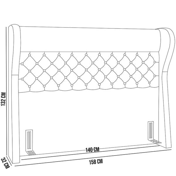 Imagem de Cabeceira Cama Box Casal 140 cm P05 Madrid Linho Cinza Escuro - Lyam Decor