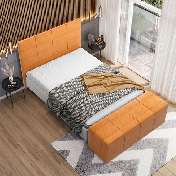 Imagem de Cabeceira Cama Box Casal 140 cm Roma W01 material sintético Whisky - Lyam