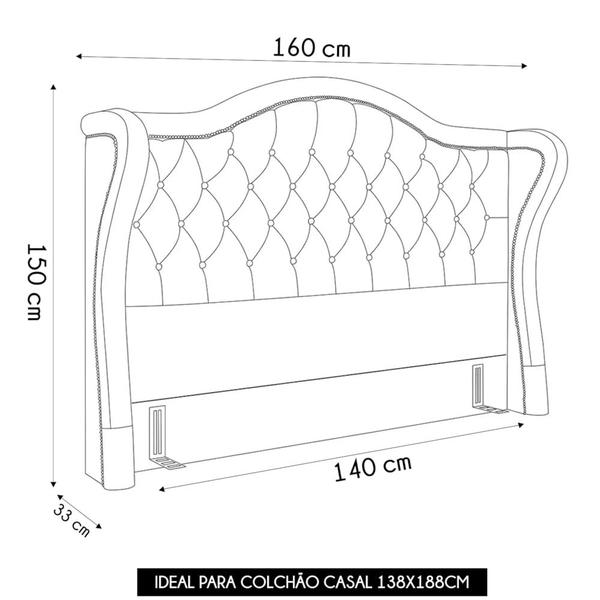 Imagem de Cabeceira Cama Box Casal 140cm Antibes P02 Linho Bege Cru - Mpozenato