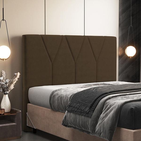 Imagem de Cabeceira Cama Box Casal 140cm Aura Suede W01 Marrom - Mpozenato