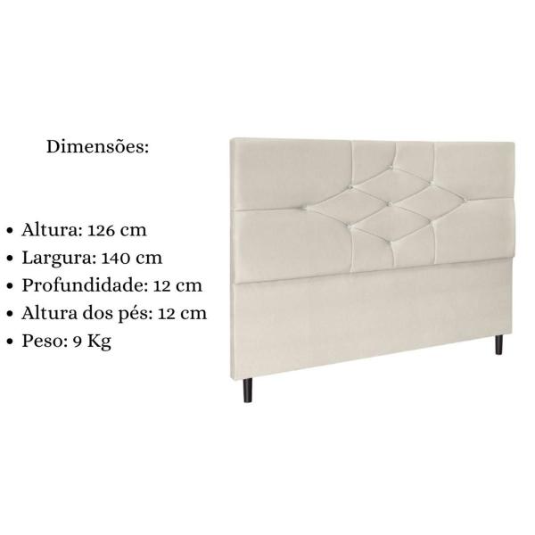 Imagem de Cabeceira Cama Box Casal 140cm Camboriú Suede Bege E-Frame