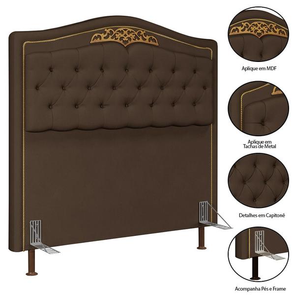 Imagem de Cabeceira Cama Box Casal 140cm Com Calçadeira Baú Imperial Veludo J02 Chocolate - Mpozenato