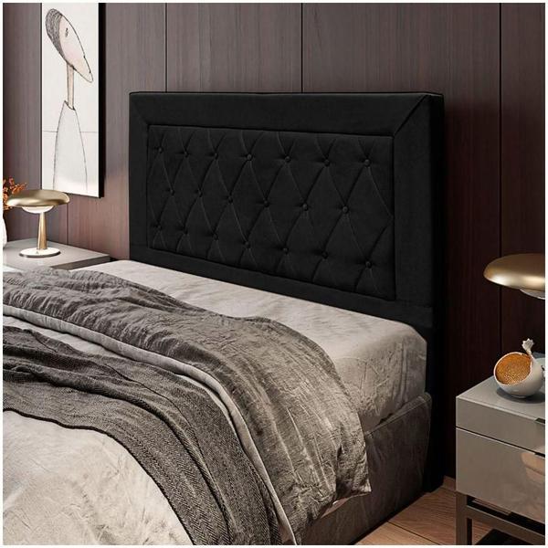 Imagem de Cabeceira Cama Box Casal 140cm D10 Turmalina Suede Preto - Mpozenato