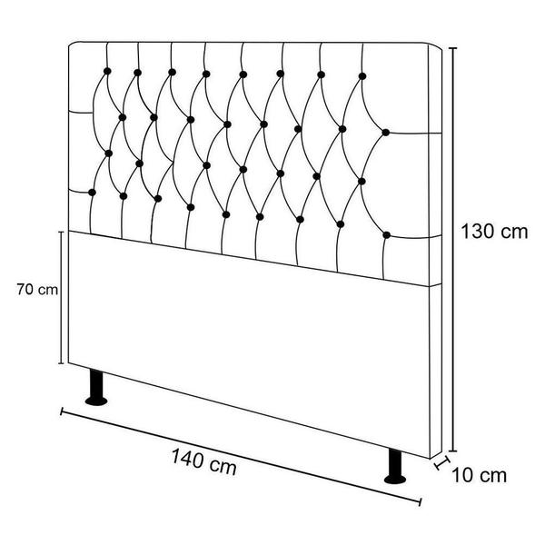 Imagem de Cabeceira Cama Box Casal 140cm Diamante D10 Corano Branco