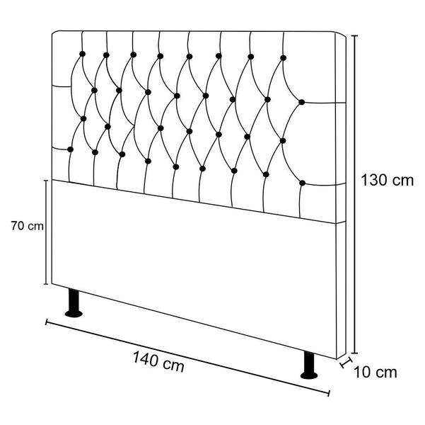 Imagem de Cabeceira Cama Box Casal 140cm Diamante D10 Suede Preto - Mpozenato