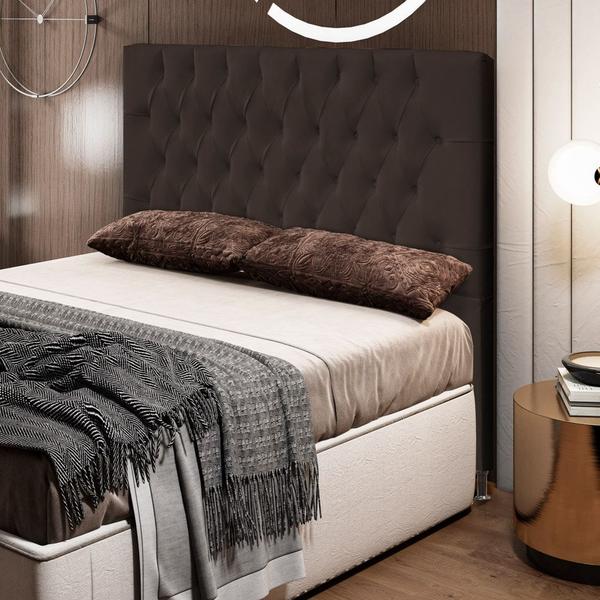 Imagem de Cabeceira Cama Box Casal 140cm Diamante Veludo J02 Marrom - Mpozenato