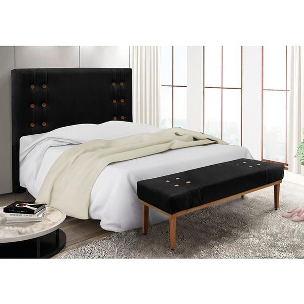 Imagem de Cabeceira Cama Box Casal 140cm e Recamier Gênova Suede Preto S04 - D'Rossi