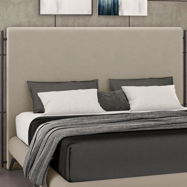 Imagem de Cabeceira Cama Box Casal 140cm Estofada Goya P05 Veludo Bege - Lyam Decor