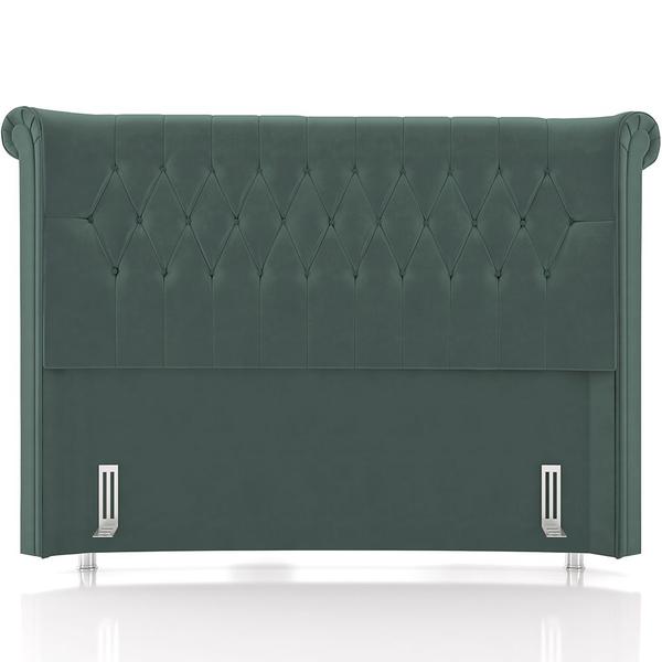 Imagem de Cabeceira Cama Box Casal 140cm Estofada Meora P05 Veludo Verde Musgo - Lyam Decor