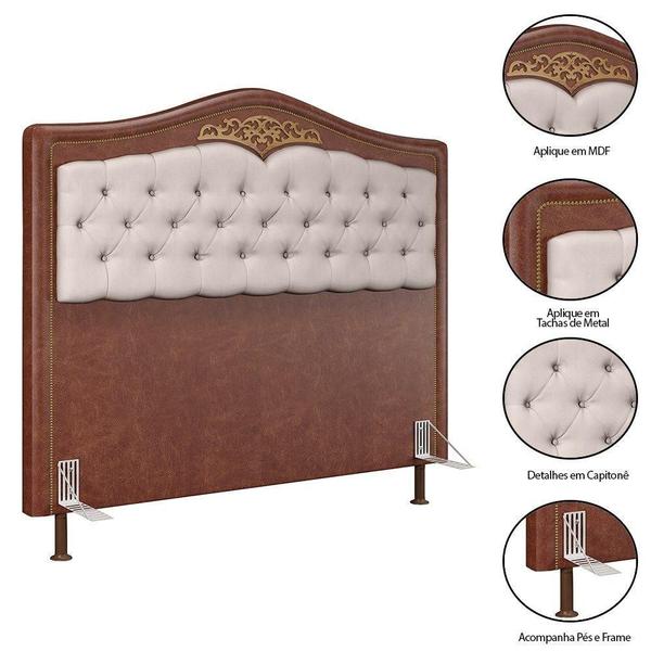 Imagem de Cabeceira Cama Box Casal 140Cm Facto Marrom/bege