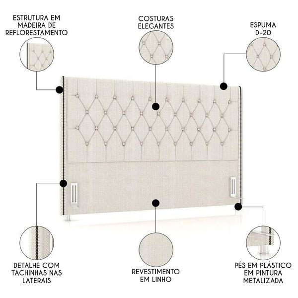 Imagem de Cabeceira Cama Box Casal 140cm Florenza P02 Linho Creme - Mpozenato