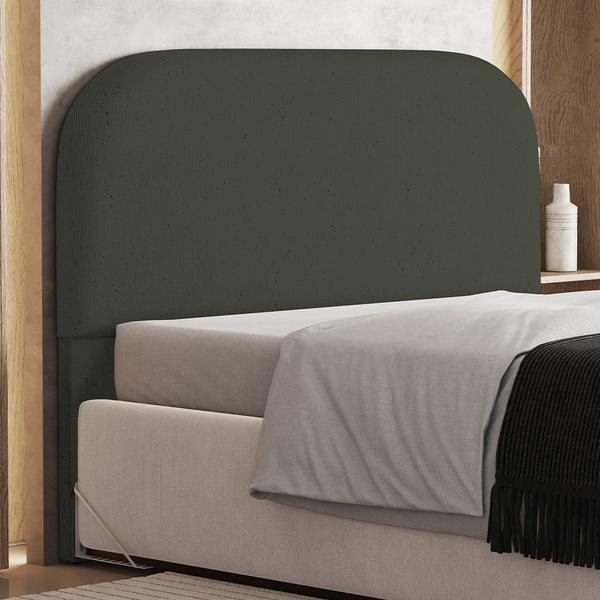 Imagem de Cabeceira Cama Box Casal 140cm Orgânica Lanna W01 Linho Verde Musgo - Lyam Decor