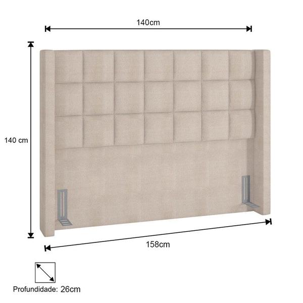 Imagem de Cabeceira Cama Box Casal 140cm Pisa P02 Linho Bege Cru - Mpozenato