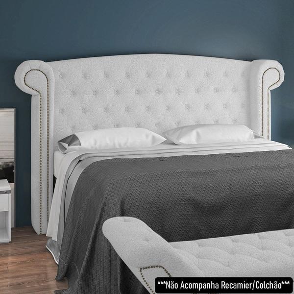 Imagem de Cabeceira Cama Box Casal 140cm Provença P02 Bouclé Branco - Mpozenato