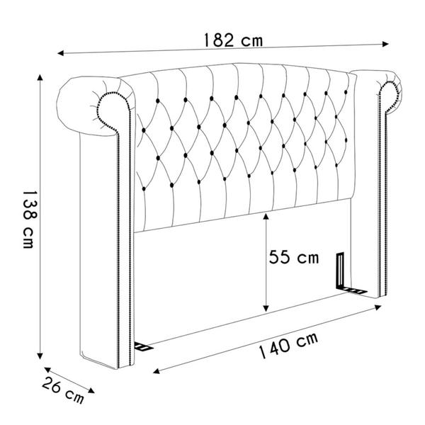 Imagem de Cabeceira Cama Box Casal 140cm Provença P02 Facto Pérola - Mpozenato