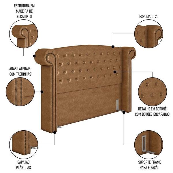 Imagem de Cabeceira Cama Box Casal 140cm Provença P02 Sintético Caramelo - Mpozenato