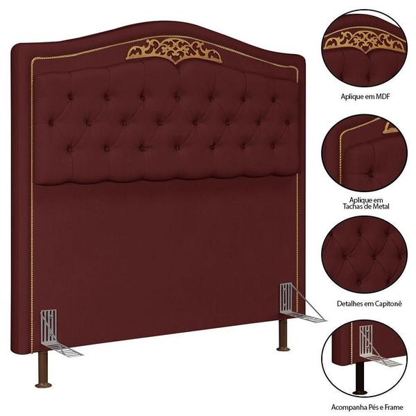 Imagem de Cabeceira Cama Box Casal 140Cm Suede Vinho