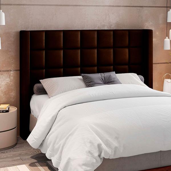 Imagem de Cabeceira Cama Box Casal 160 cm P05 Paris material sintético Marrom - Lyam Decor