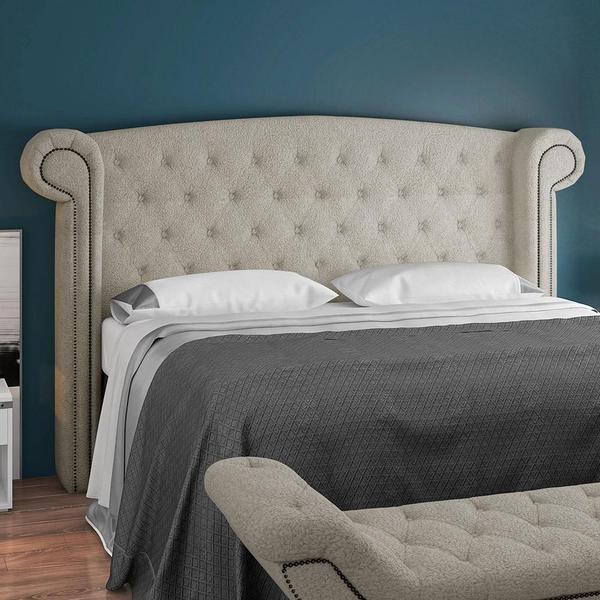 Imagem de Cabeceira Cama Box Casal 160 cm Sofia Bouclê Creme - Lyam Decor