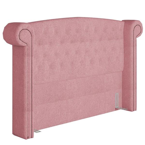 Imagem de Cabeceira Cama Box Casal 160 cm Sofia Bouclê Rosê - Lyam Decor