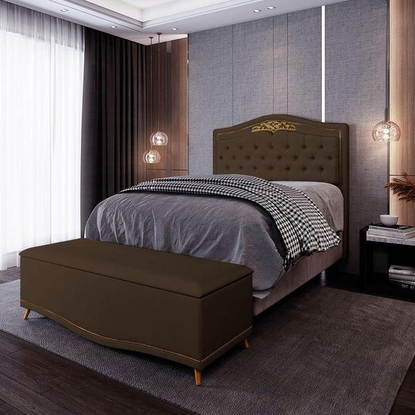 Imagem de Cabeceira Cama Box Casal 160Cm Suede Chocolate