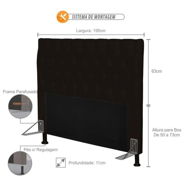 Imagem de Cabeceira Cama Box Casal 195cm Cristal material sintético Marrom