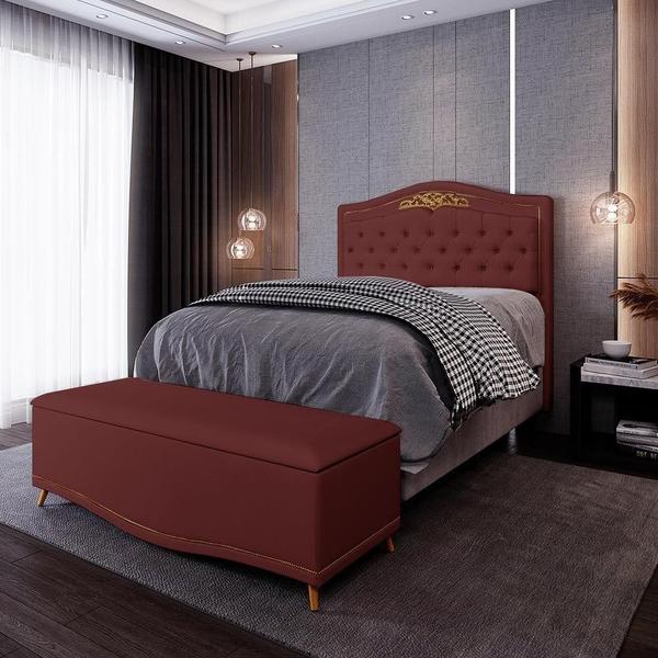 Imagem de Cabeceira Cama Box Casal 195Cm Suede Vinho